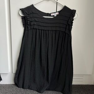 L love Pleated Sleeveless Black Top- size large